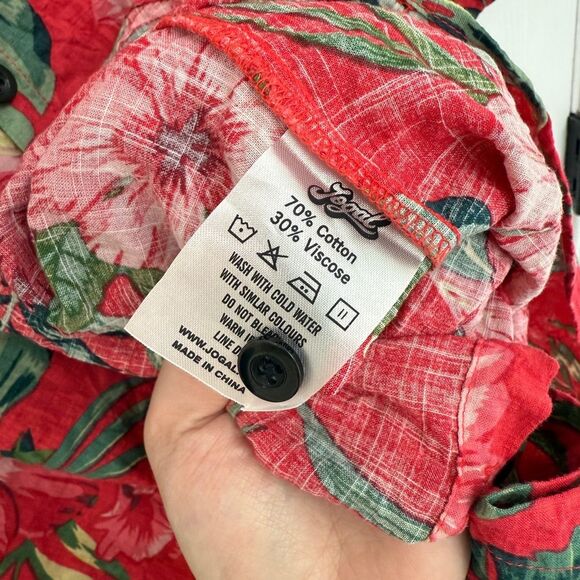 Jogal Tropical Red Green Floral Hawaiian Shirt Men’s Size M - Picture 5 of 6